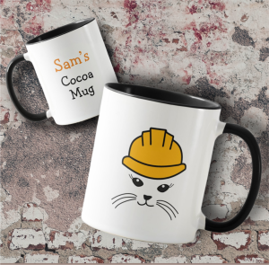 Sassy Cat Customizable Construction Worker Mug - indigodaisy.com
